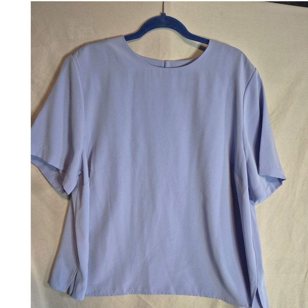 Maggie Barnes Womens 2X Lavender Short Sleeve Blouse Top Career Casual